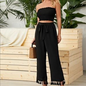 Tube Top And Tassel Hem Pants Set